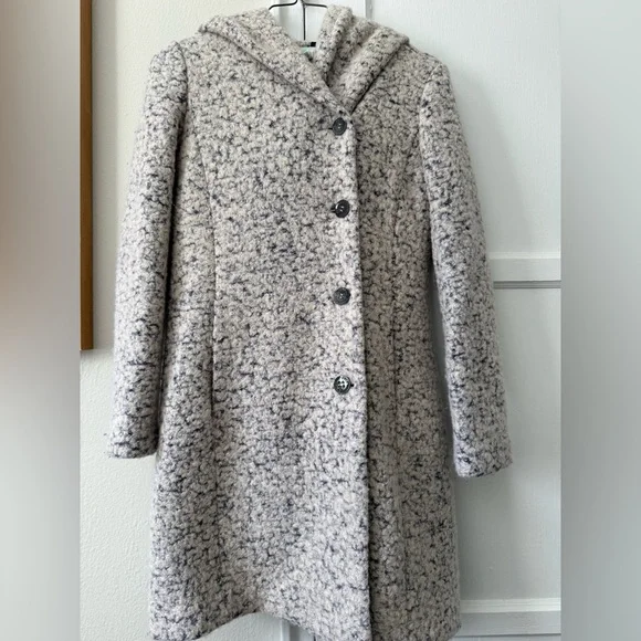 Cole Haan Signature Bouclé Coat Women’s Size 6 Neutral Button Front Winter - Picture 3 of 5
